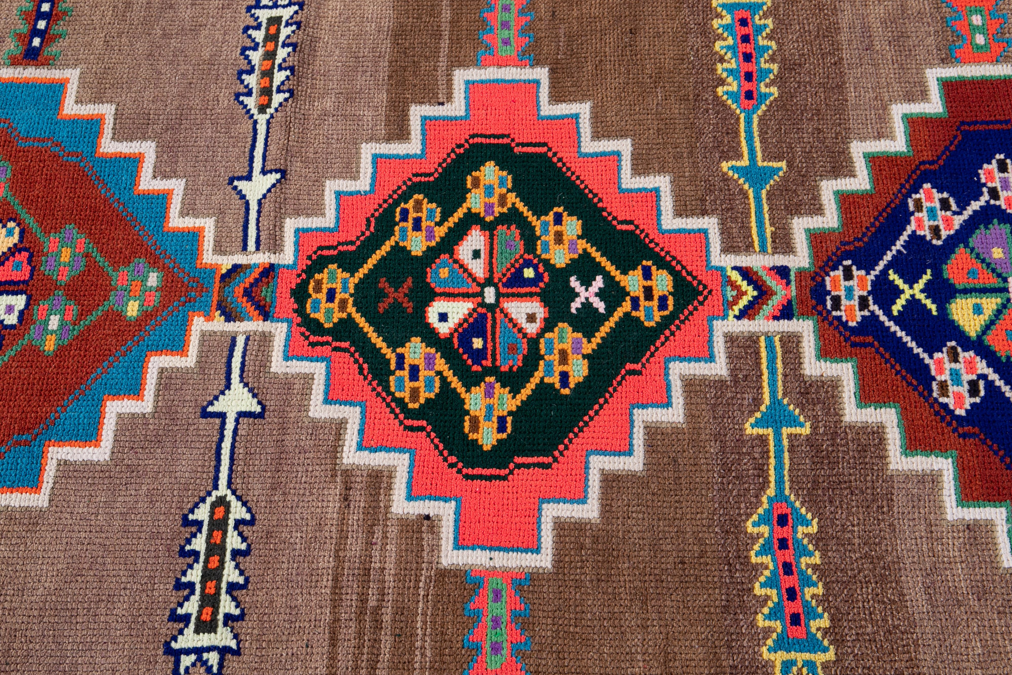 Mid-20th Century Colorful Vintage Turkish Wool Runner Rug For Sale 2