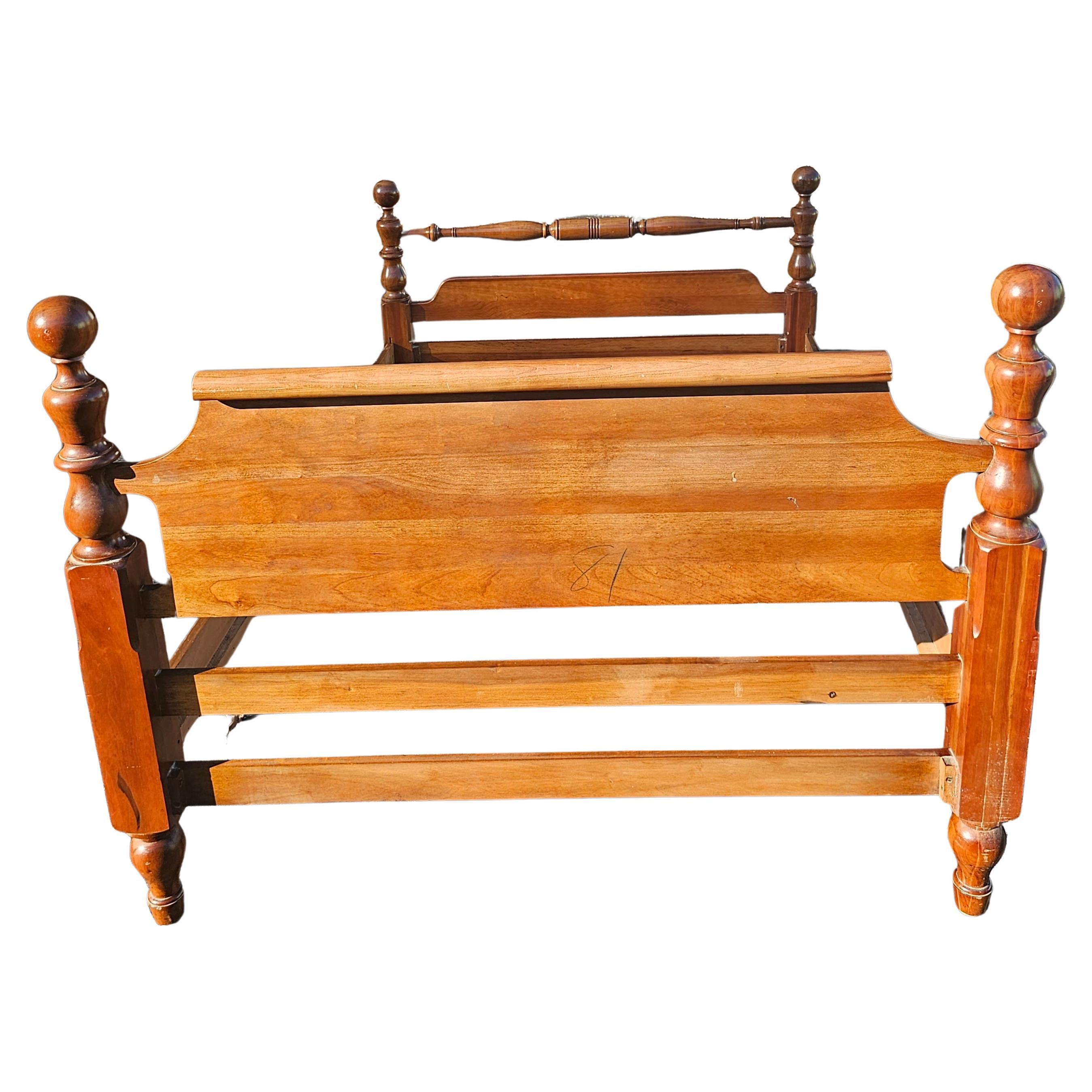 Mid-20th Century Conant Ball Solid Wild Cherry Full Size Semi Post Bed Frame For Sale 4