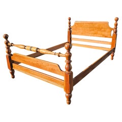 Mid-20th Century Conant Ball Solid Wild Cherry Full Size Semi Post Bed Frame