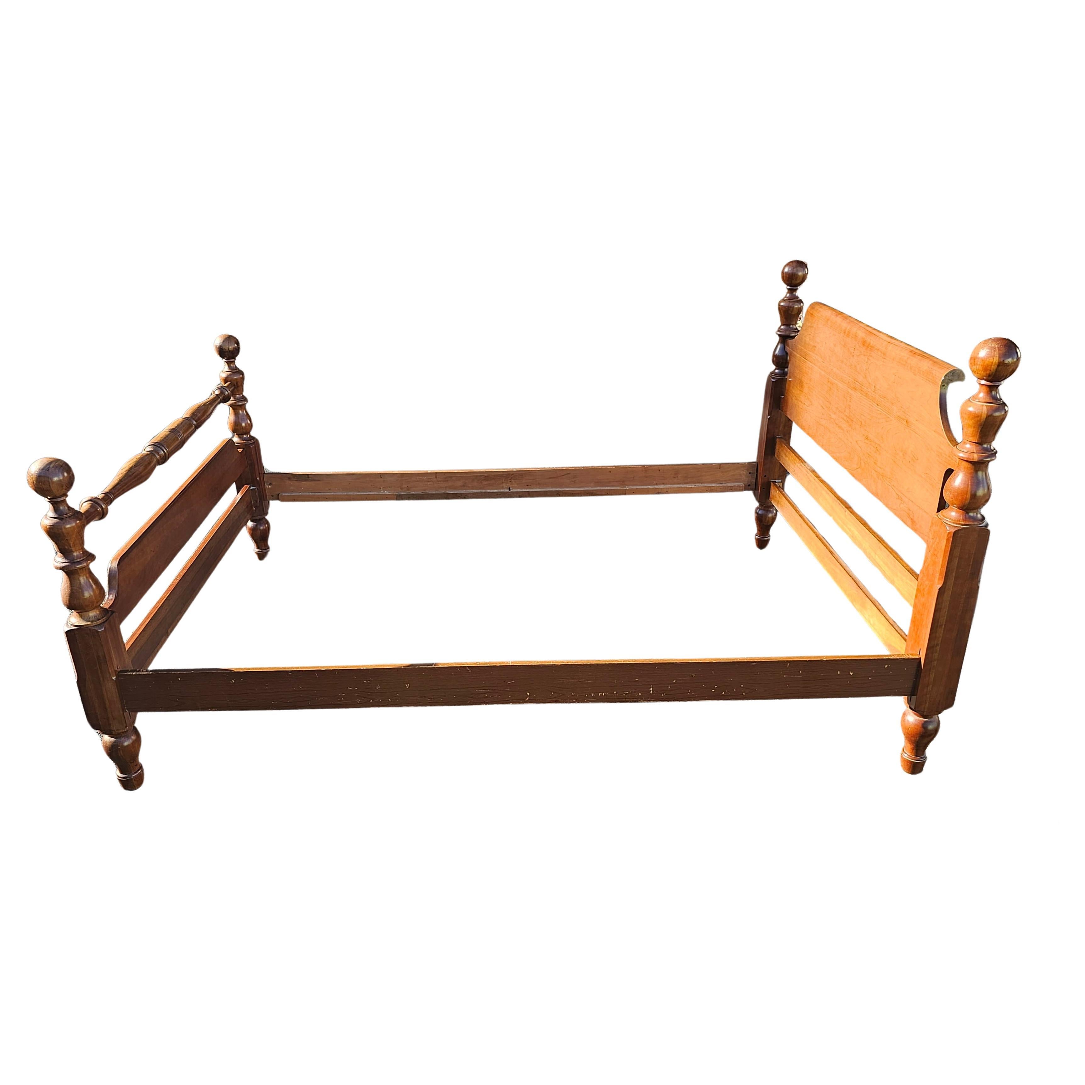 American Mid-20th Century Conant Ball Solid Wild Cherry Full Size Semi Post Bed Frame For Sale