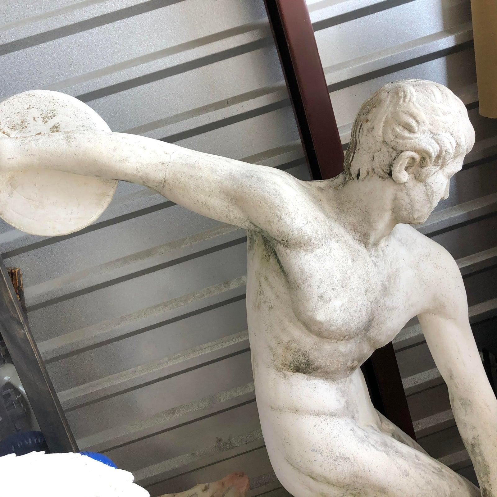 Mid 20th Century Concrete Discus Thrower Statue For Sale 1