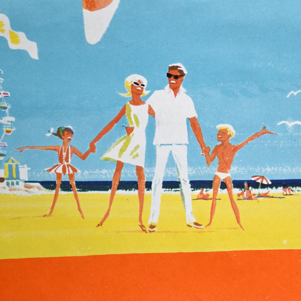 Hand-Crafted Mid-20th Century Coney Beach Porthcawl British Pleasure Park Lithograph Poster  For Sale