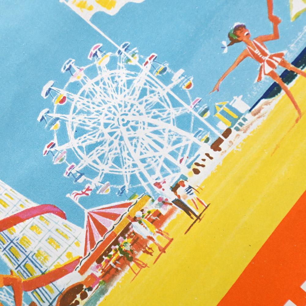 Mid-20th Century Coney Beach Porthcawl British Pleasure Park Lithograph Poster  In Fair Condition For Sale In London, GB