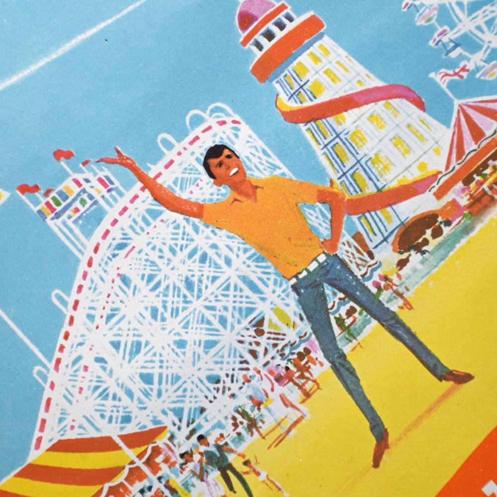 Paper Mid-20th Century Coney Beach Porthcawl British Pleasure Park Lithograph Poster  For Sale