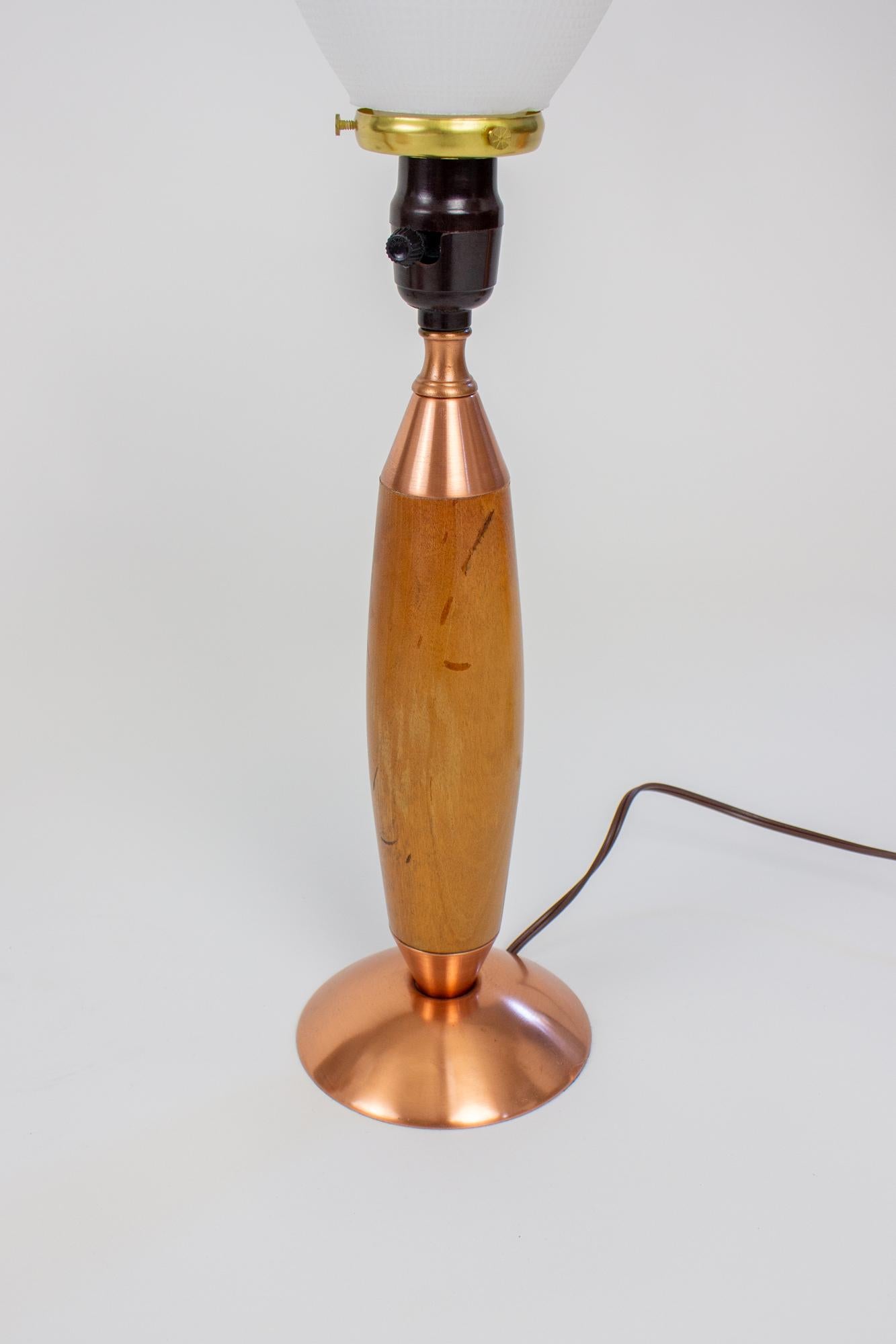 Mid 20th Century Copper and Wood Masterline Table Lamps - a Pair For Sale 5