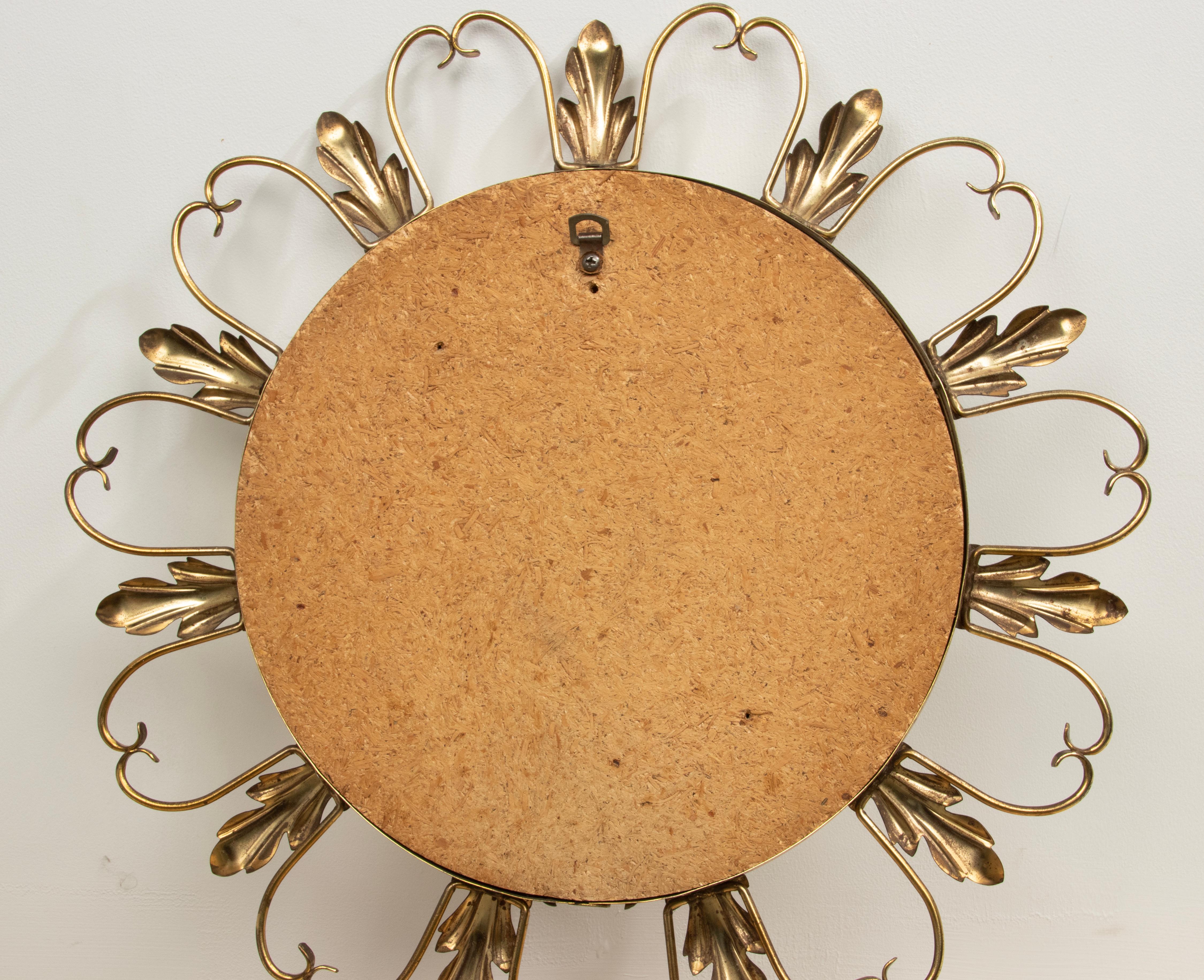 Mid 20th Century Copper Convex Sunburst Mirror by DeKnudt For Sale 7