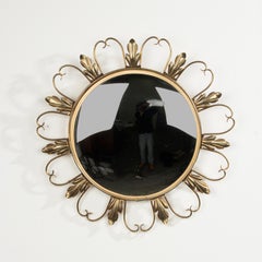 Specchio con arco solare convesso di Deknudt della metà del XX secolo in rame