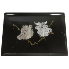 Mid 20th Century Couroc Phenolic Resin Serving Tray, Bull and Bear