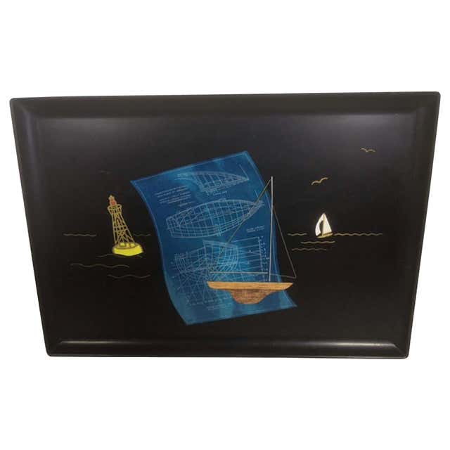 Early 20th Century Mahogany Serving / Bar Tray with Shell Inlay For ...