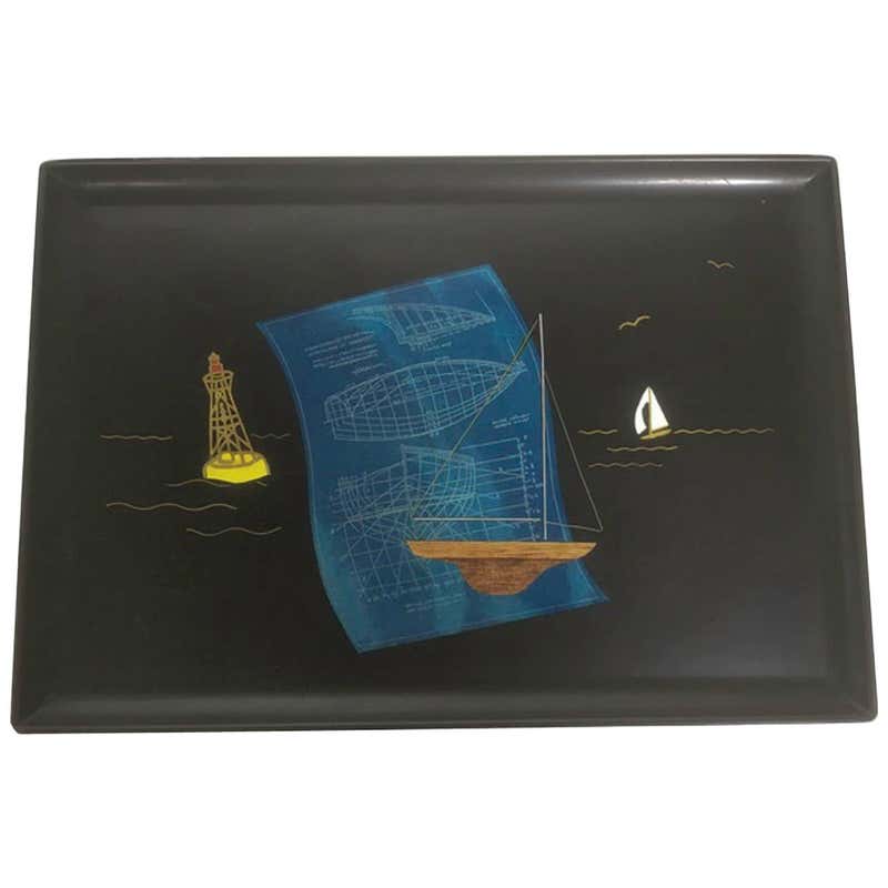 Early 20th Century Mahogany Serving / Bar Tray with Shell Inlay For ...