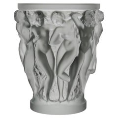 Mid-20th Century Crystal Frosted Glass "Bacchantes Vase" by Marc Lalique
