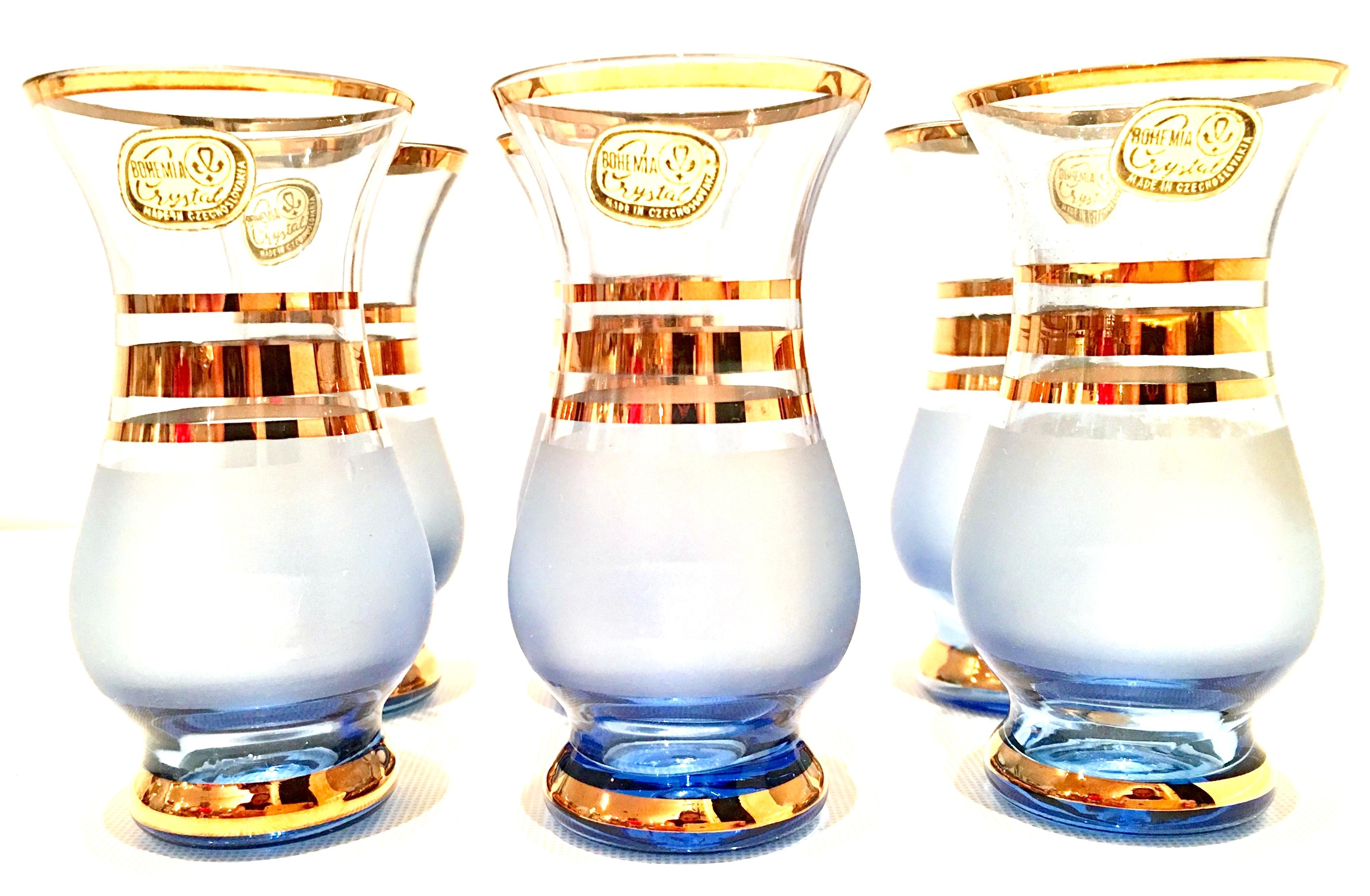 Mid-20th Century Crystal Gilt Gold Drinks Set By, Crystal Bohemia-S/7 10
