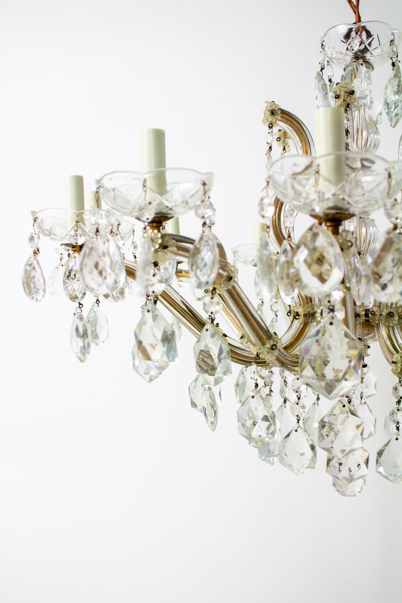 Mid 20th Century Crystal Maria Theresa Chandelier For Sale 4
