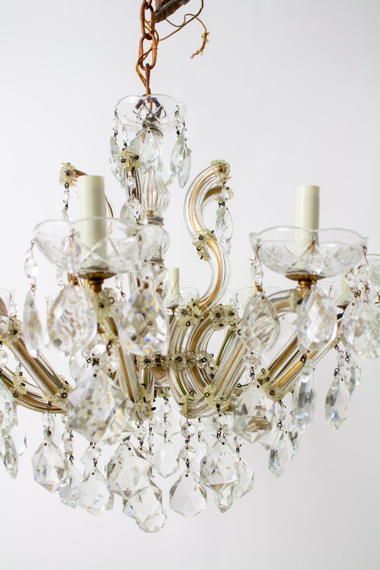 Mid 20th Century Crystal Maria Theresa Chandelier For Sale 5