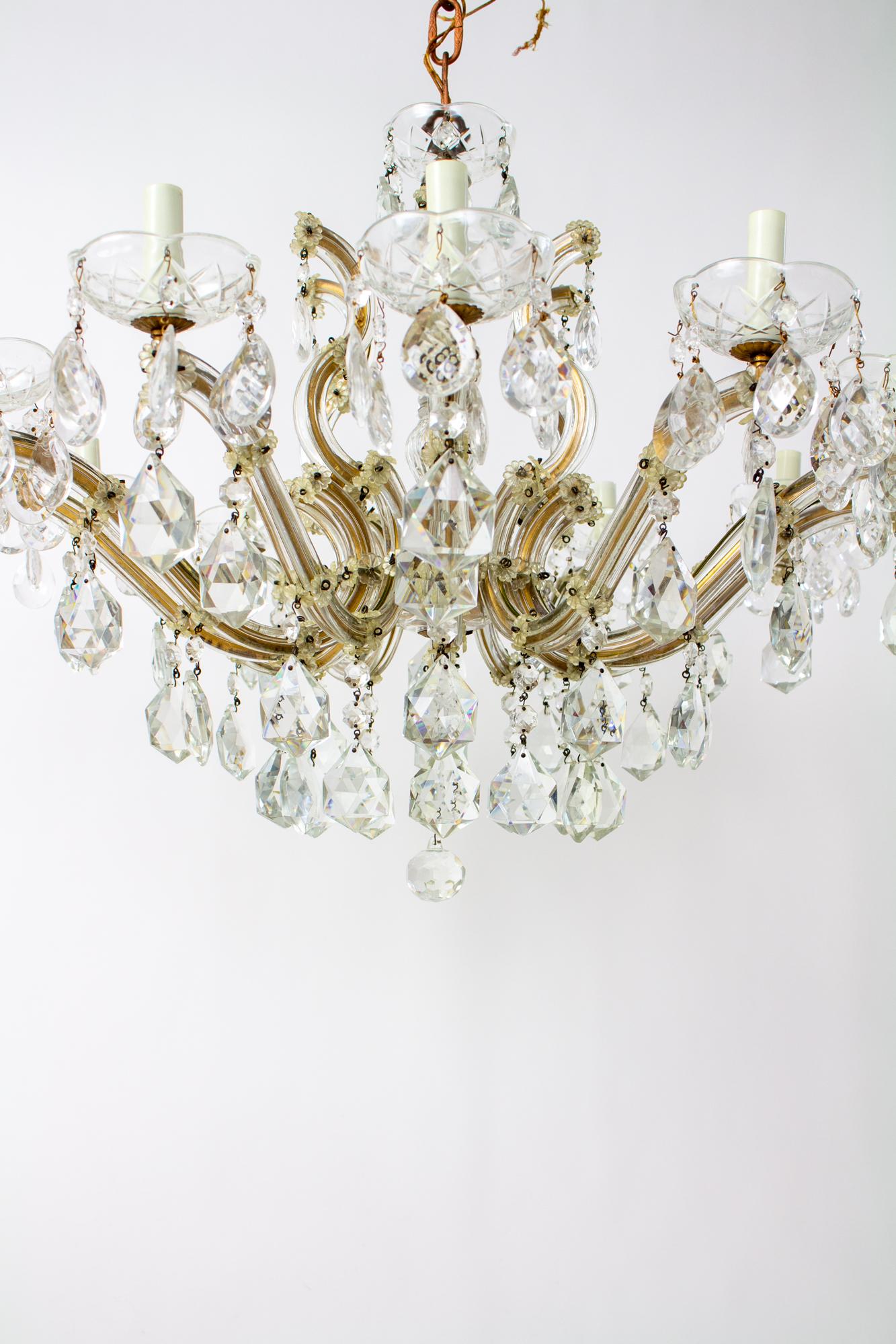 Mid 20th Century Crystal Maria Theresa Chandelier For Sale 6