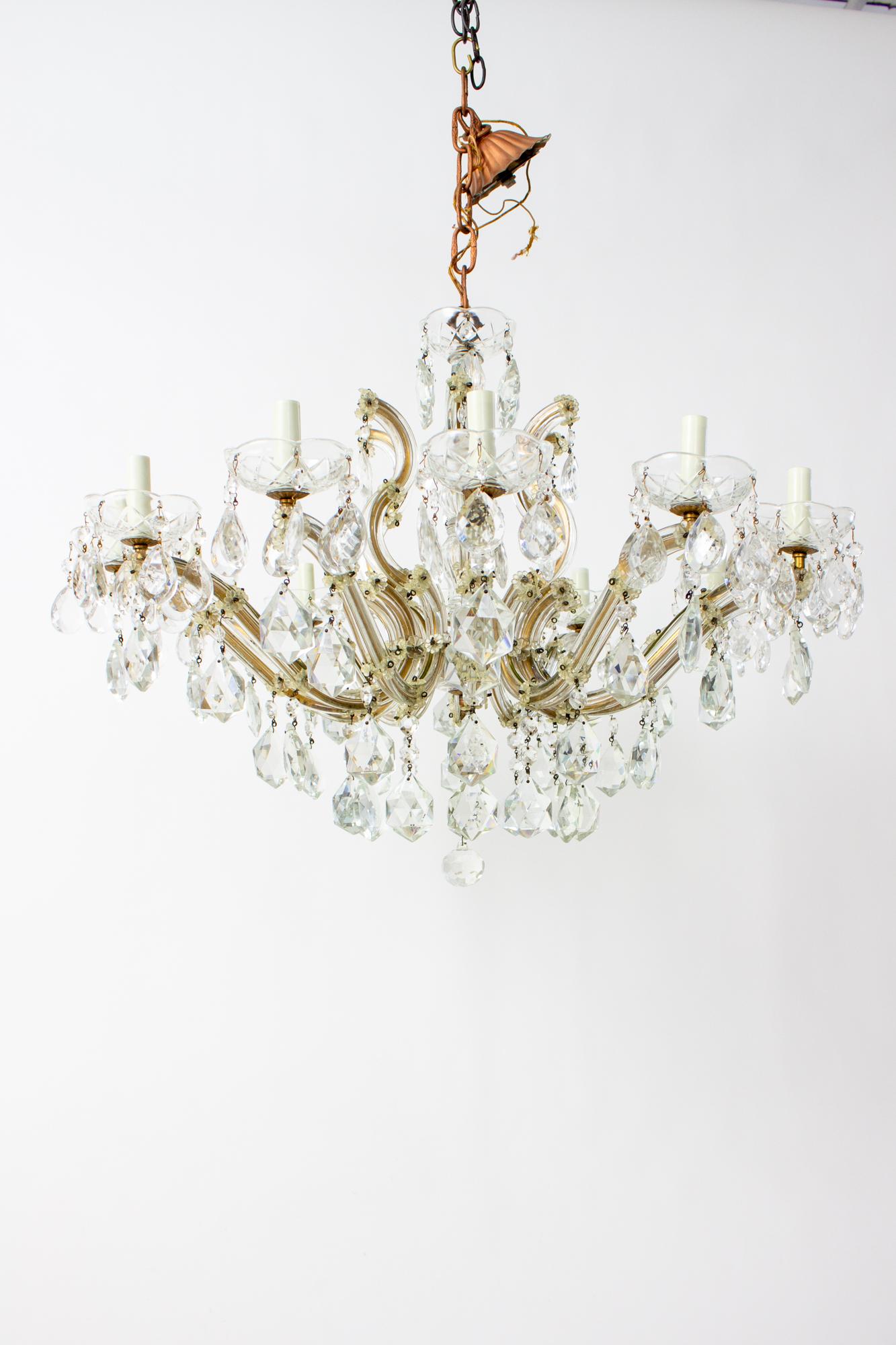 Mid 20th Century Crystal Maria Theresa Chandelier For Sale 7