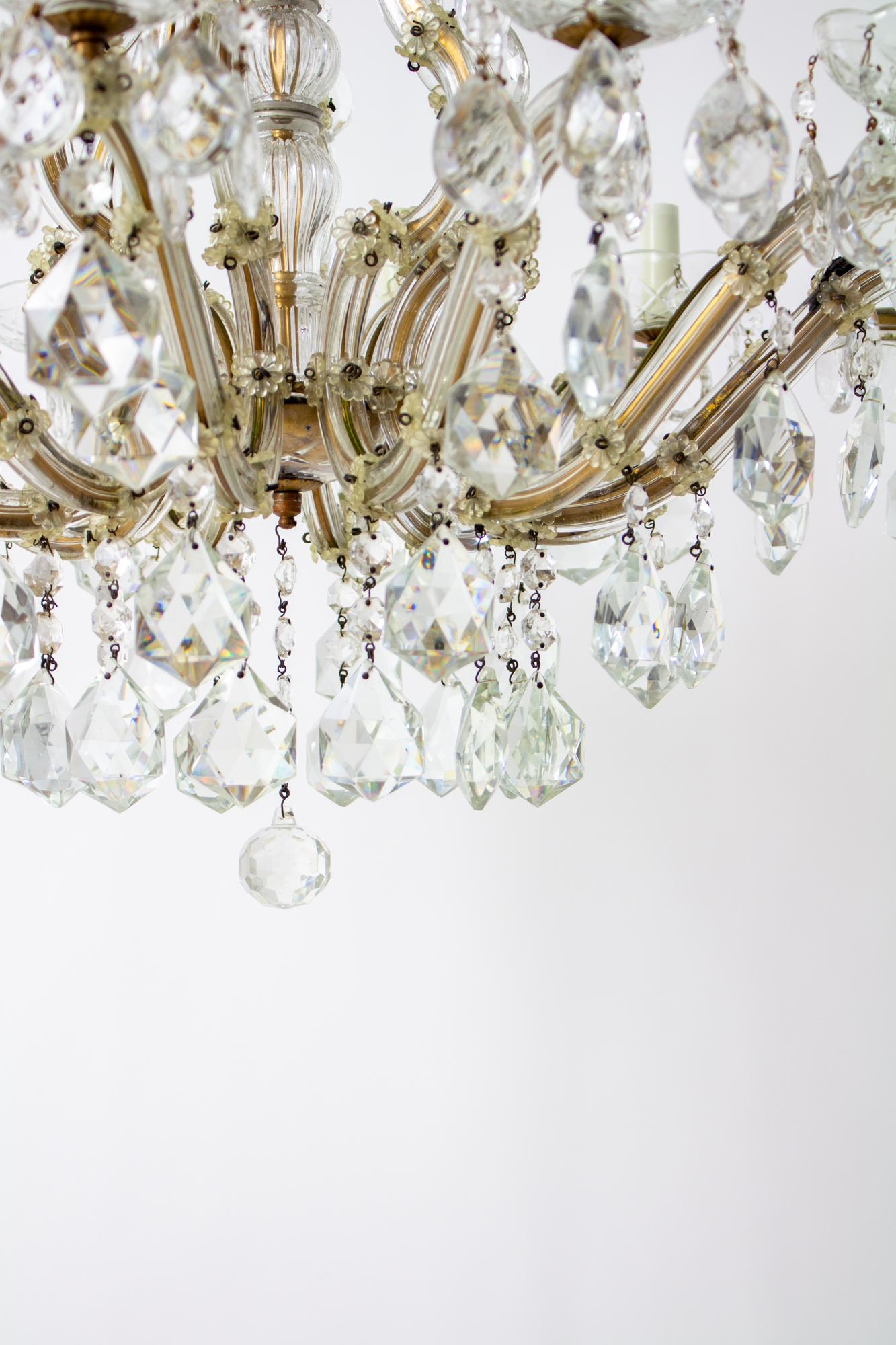 Czech Mid 20th Century Crystal Maria Theresa Chandelier For Sale