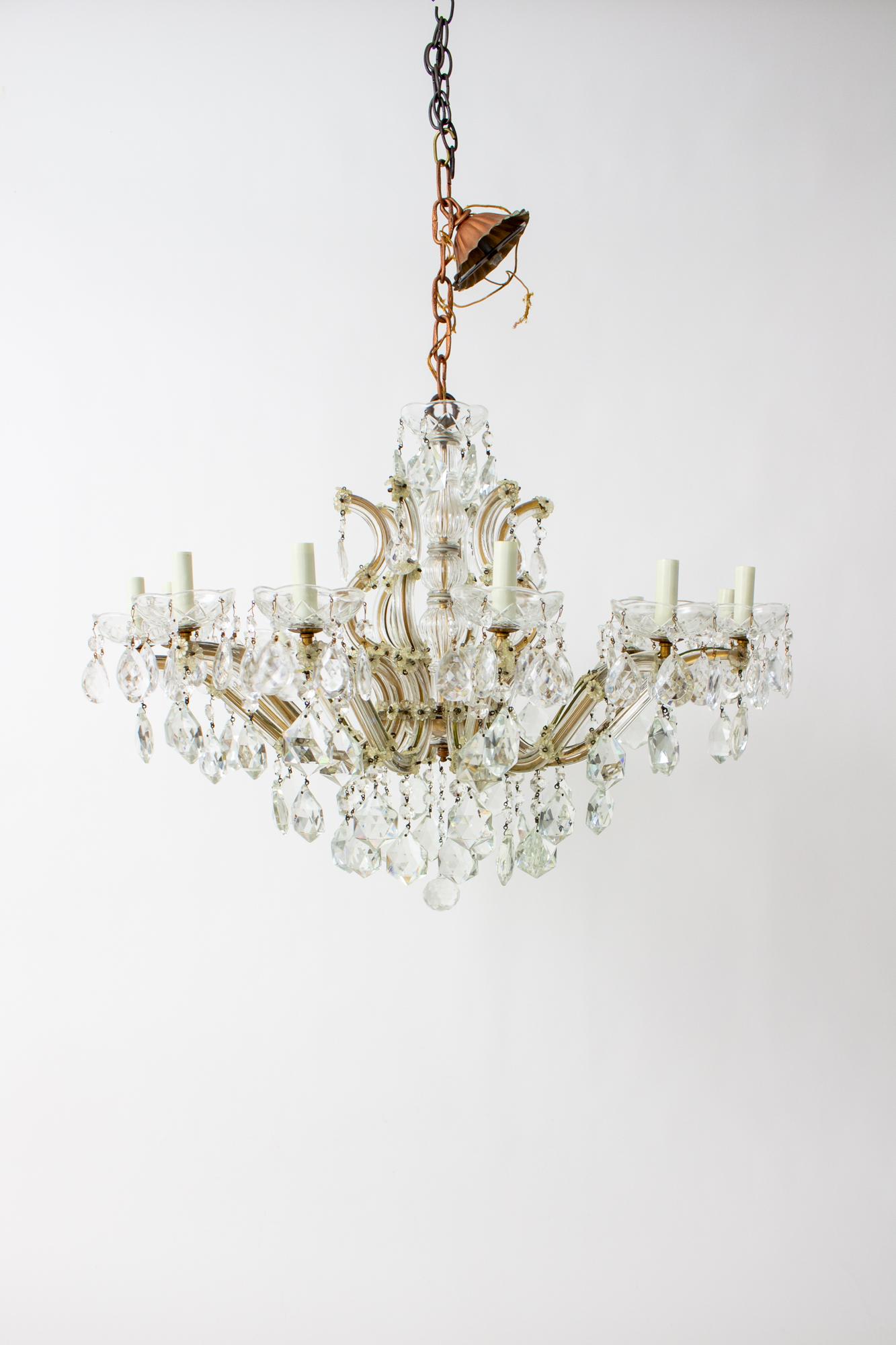 Metal Mid 20th Century Crystal Maria Theresa Chandelier For Sale