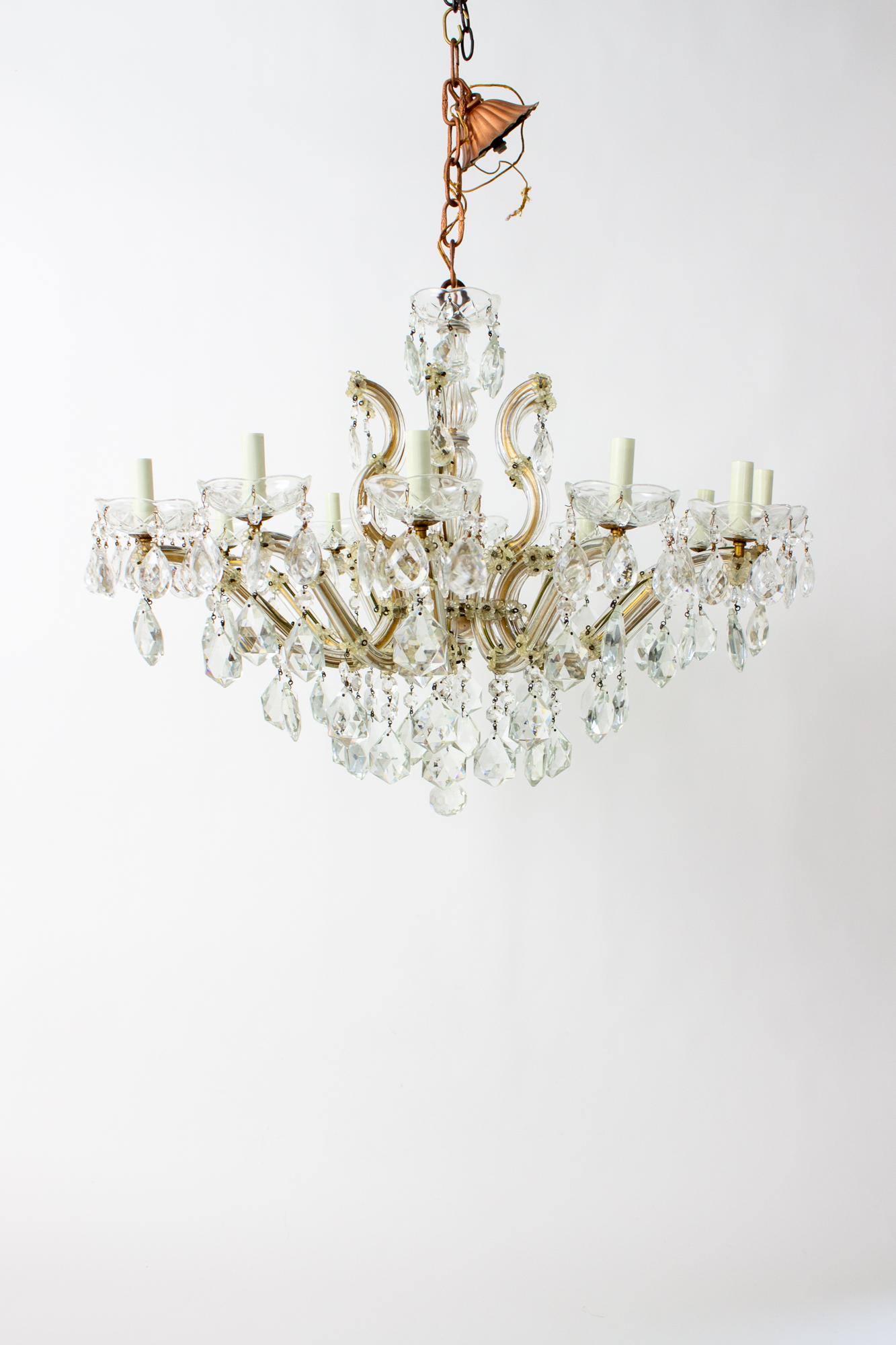 Mid 20th Century Crystal Maria Theresa Chandelier For Sale 1