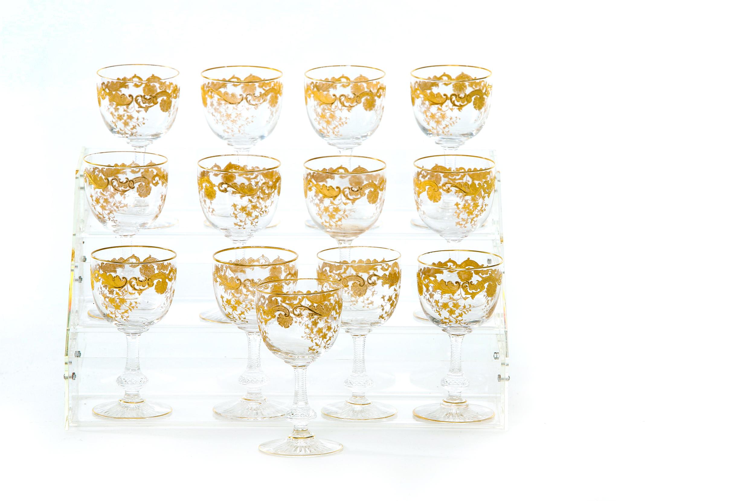 French Mid-20th Century Crystal Wine Service for Twelve