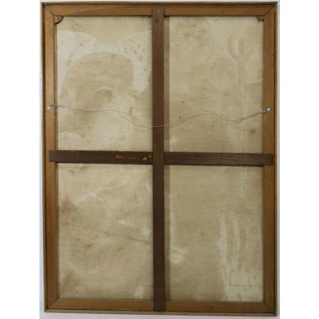 Pintura cubista de pareja de mediados del siglo XX, óleo sobre lienzo, enmarcada Moderno de mediados de siglo en venta