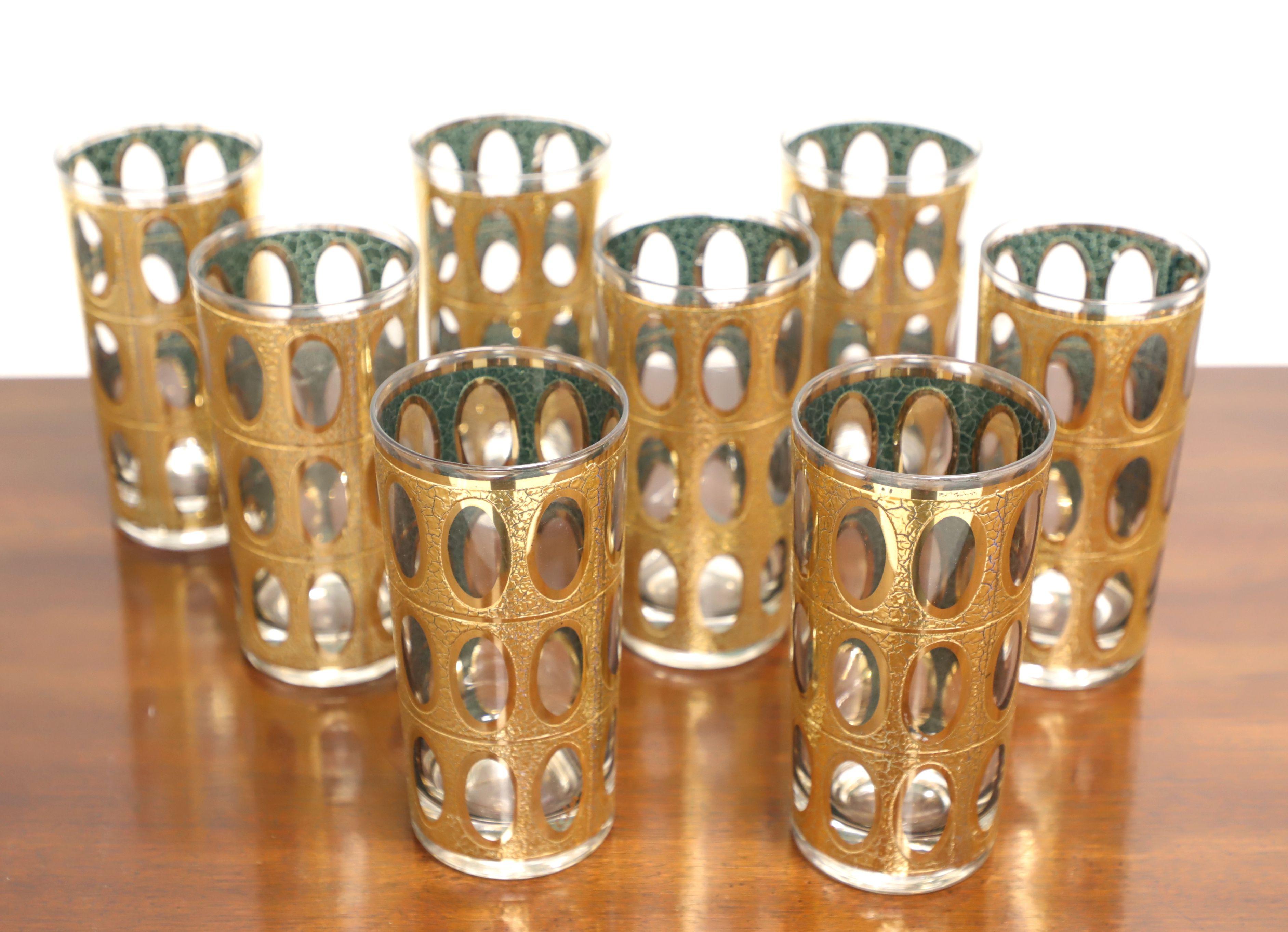 A set of eight mid 20th century highball glasses by Culver Glass, their 