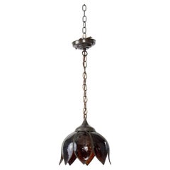 Mid 20th Century Curved Brown Glass Petal Pendant