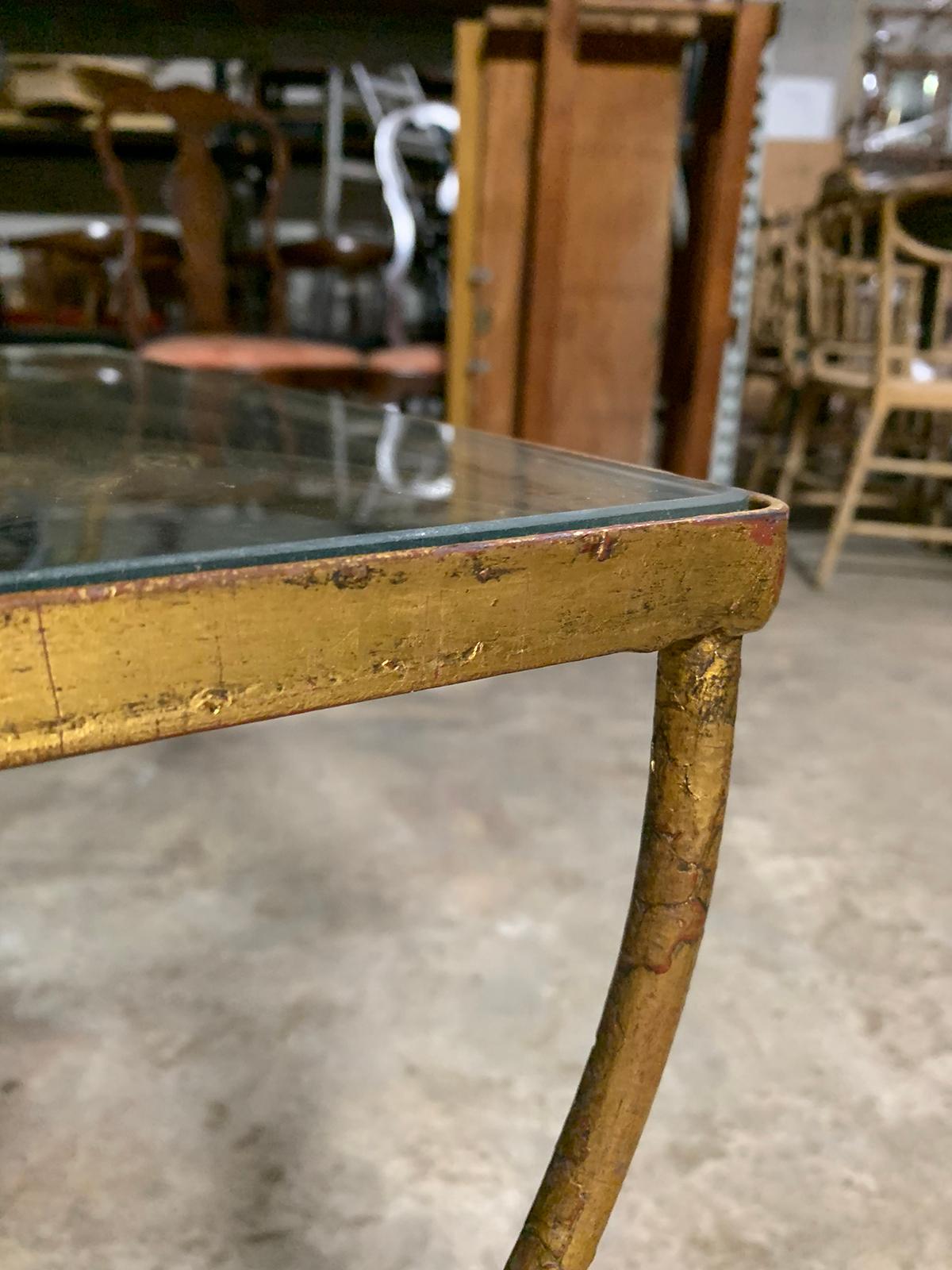Mid-20th Century Custom Gilded Coffee Table, Vine Detail, Glass Top 11