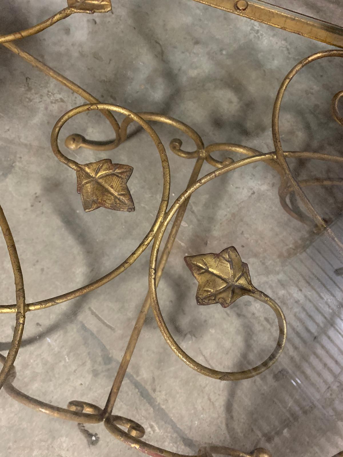 Mid-20th Century Custom Gilded Coffee Table, Vine Detail, Glass Top 4