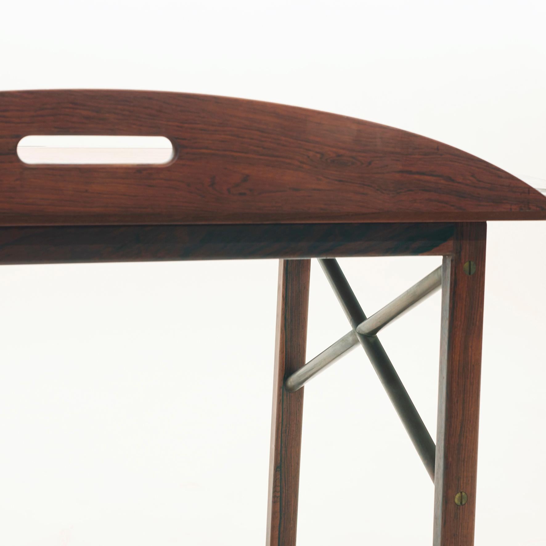 Brass Mid-20th Century Danish Butlers Tray by Svend Langekilde in Rosewood