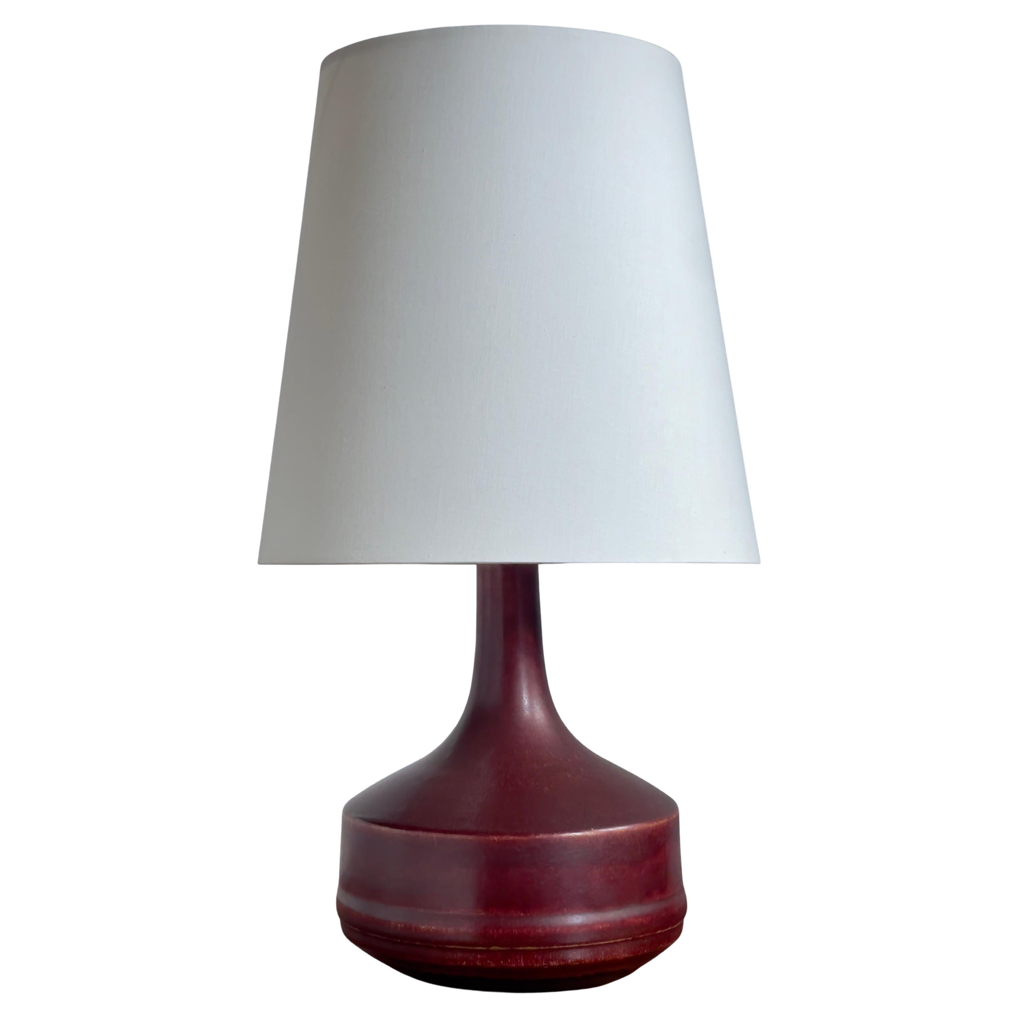 Mid 20th century danish ceramic table lamp with rich oxblood glaze.