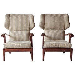 Mid 20th Century Danish Highback Lounge Wing Chair Attributed to Fritz Hans