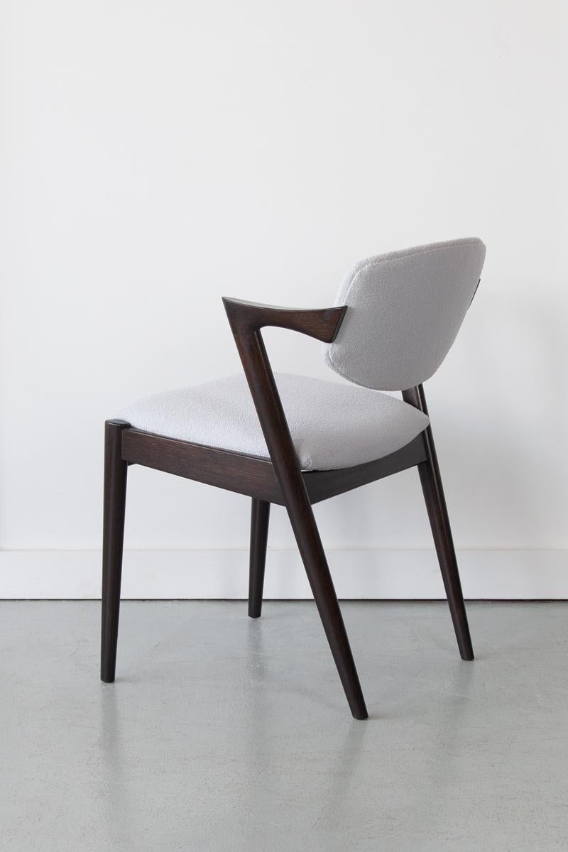 Bouclé Mid-20th Century, Danish, Model 42 Dining Chair by Kai Kristiansen, 2 Available For Sale