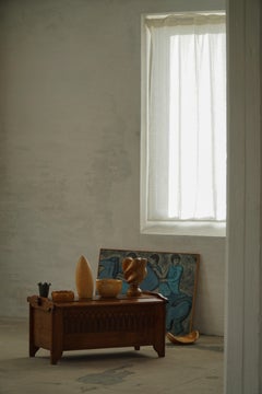 Mid 20th Century, Danish Modern Oak Chest with Decorative Relief Carving, 1950s