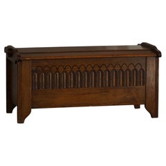 Mid 20th Century, Danish Modern Oak Chest with Decorative Relief Carving, 1950s