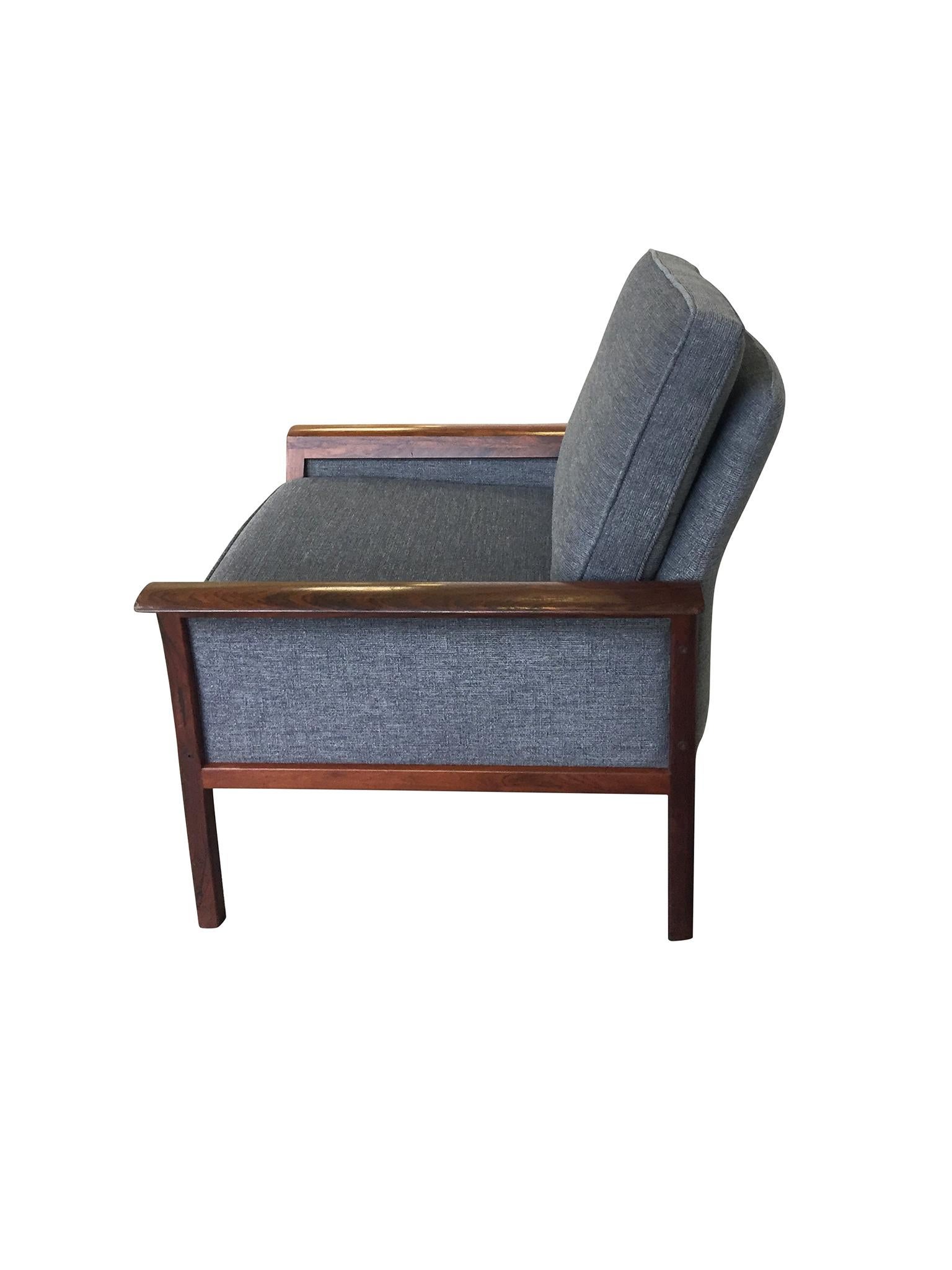 Fabric Mid-20th Century Danish Modern Rosewood Armchair by Han Olsen