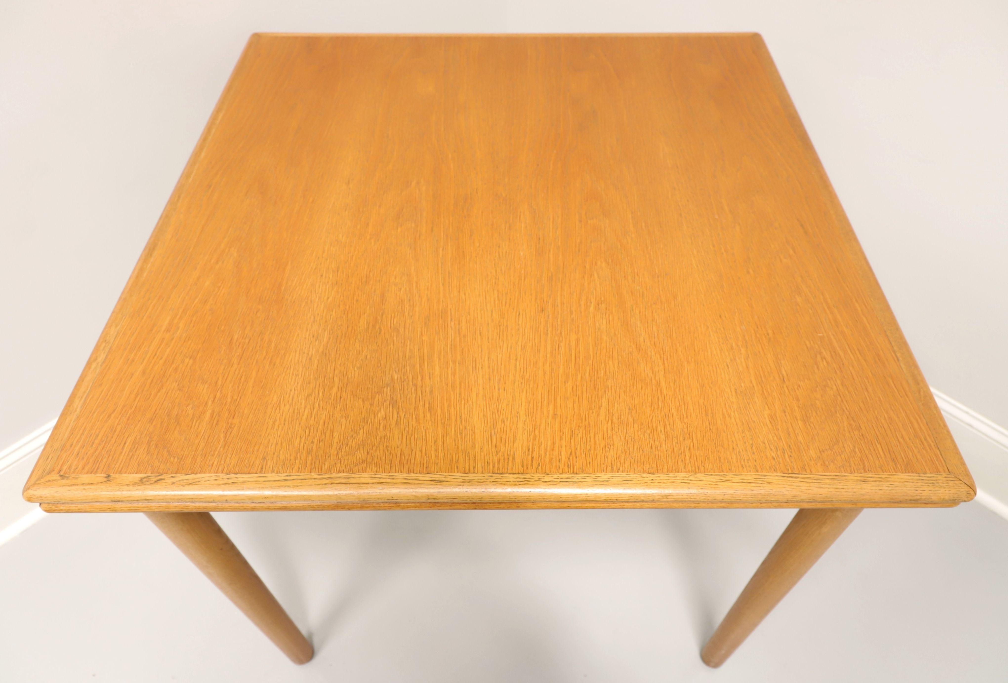 Mid 20th Century Danish Modern Oak Square Drawtop Dining Table In Good Condition For Sale In Charlotte, NC