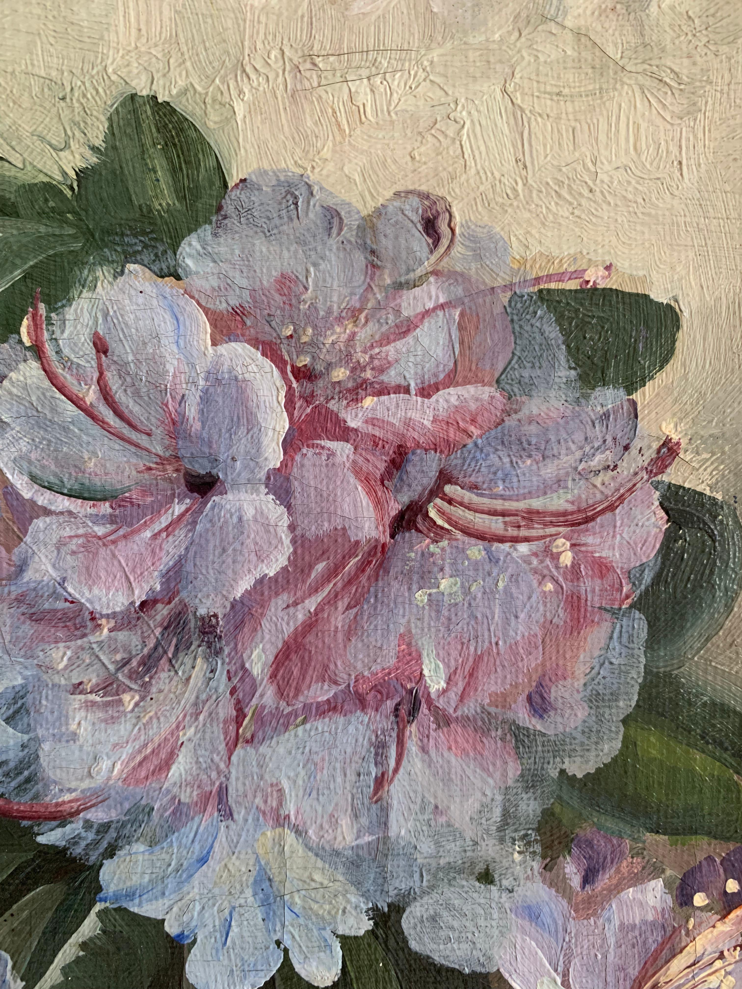Dänisches Ölgemälde mit blauen hydrangeas in einer Vase aus der Mitte des 20. Jahrhunderts im Angebot 1