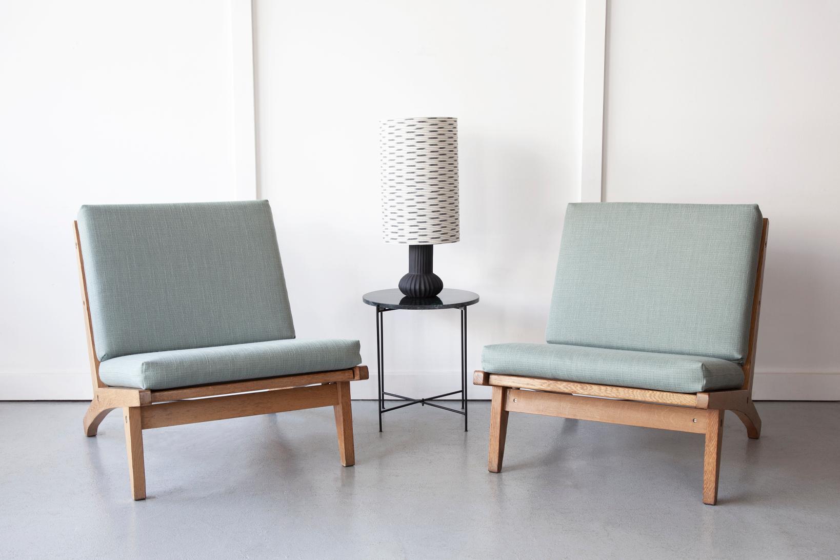 Fabric A Pair of Hans J. Wegner Easy Chairs, Model GE-370, Mid 20th Century, Danish 