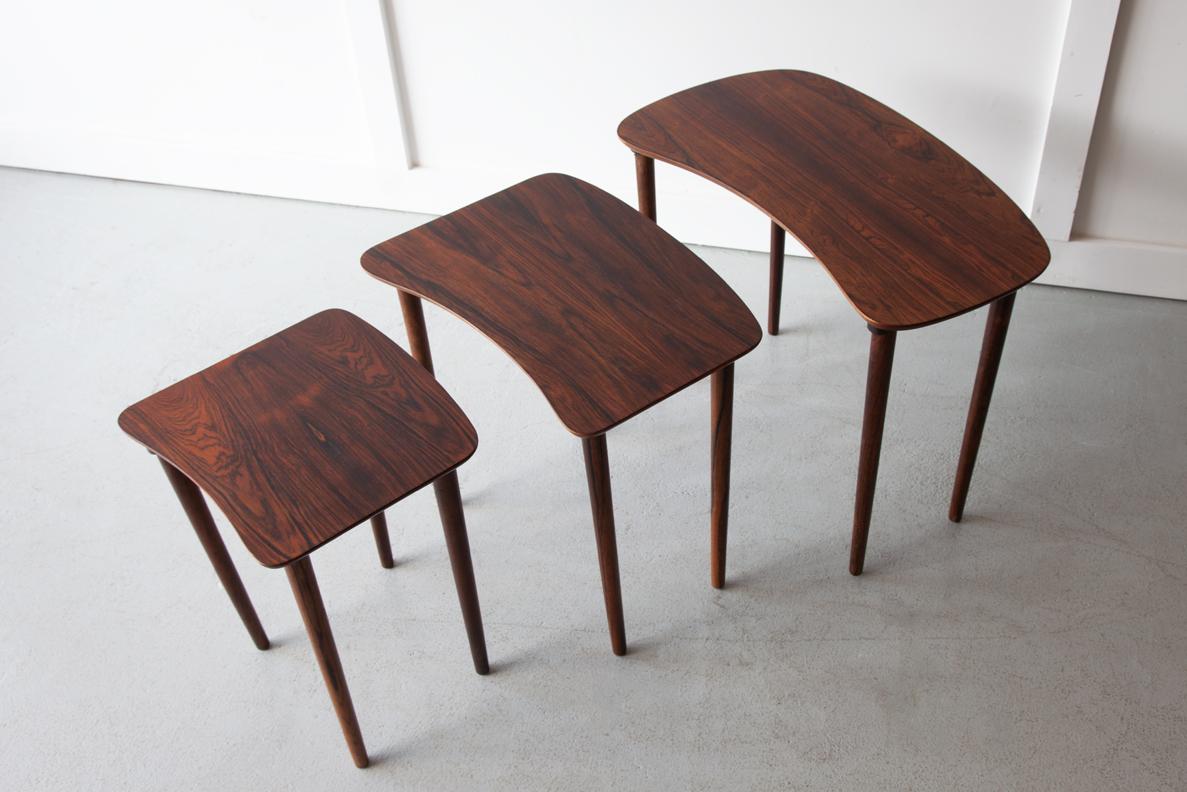 Mid-20th Century, Danish, Rosewood Nest of Side Tables 1