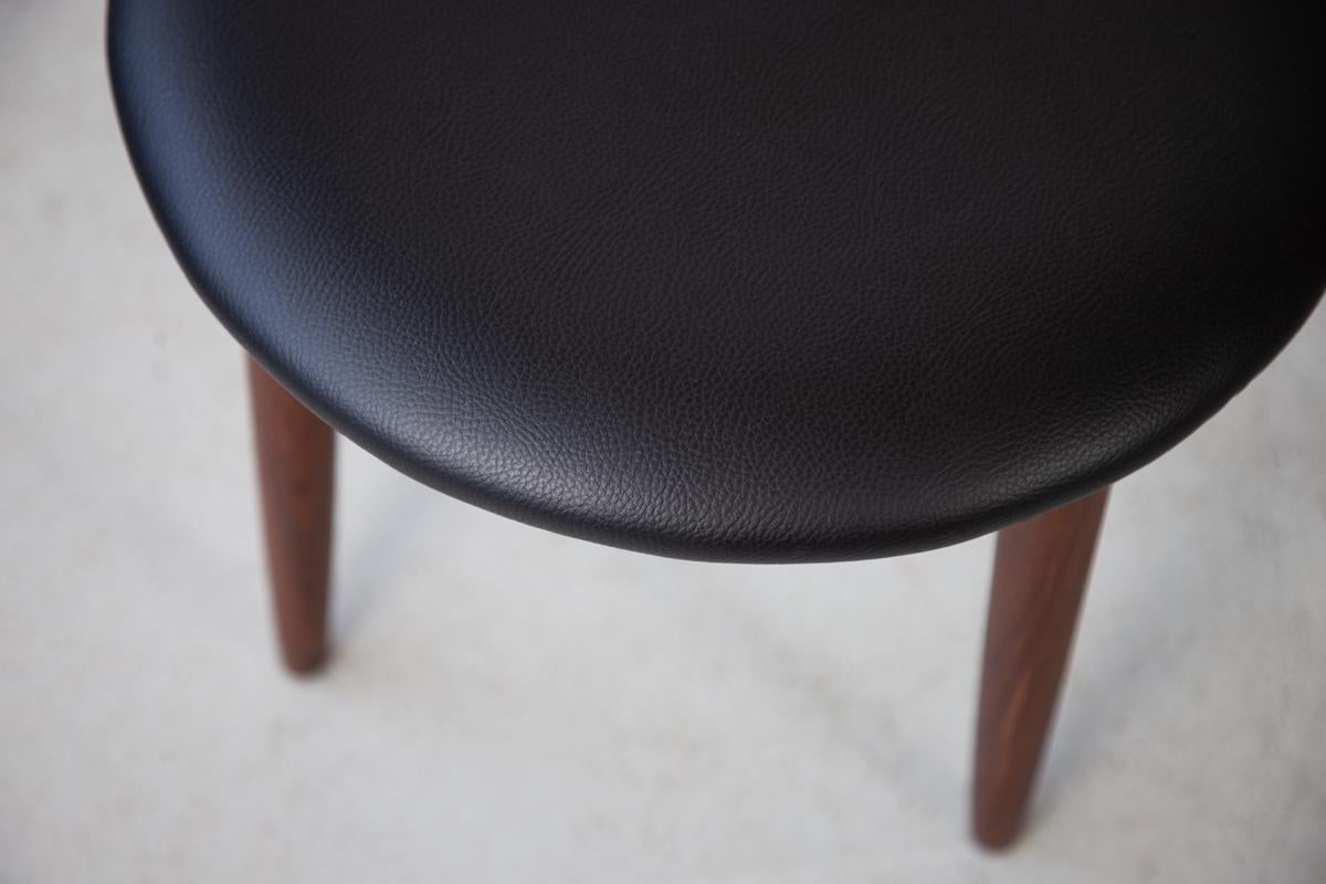 Faux Leather Mid 20th Century, Danish Round Tripod Footstool For Sale