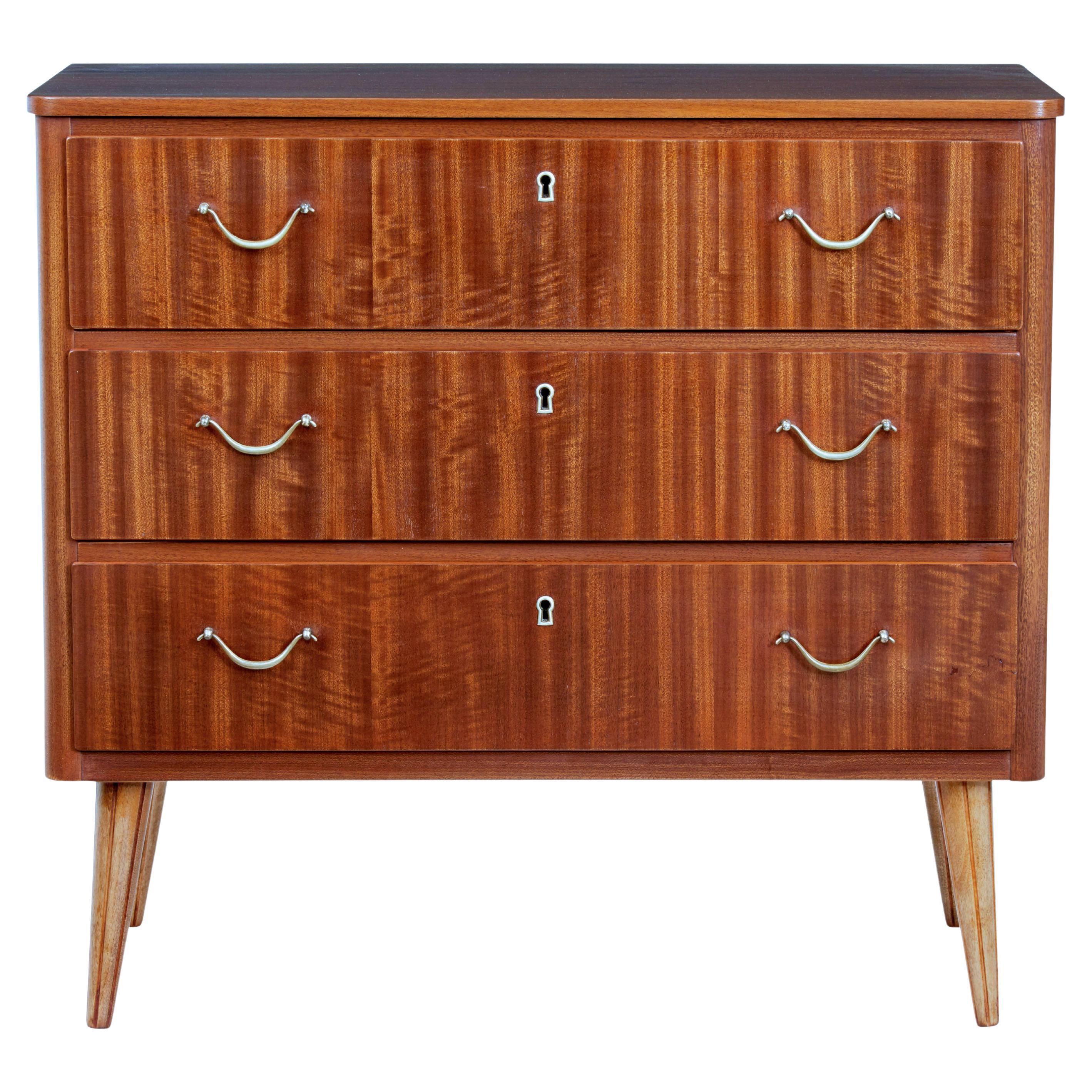 Mid 20th century Danish small teak chest of drawers For Sale