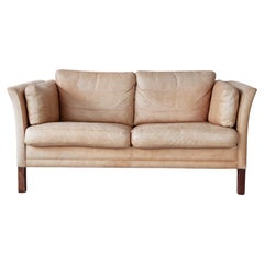Mid 20th Century, Danish Tan Leather Sofa