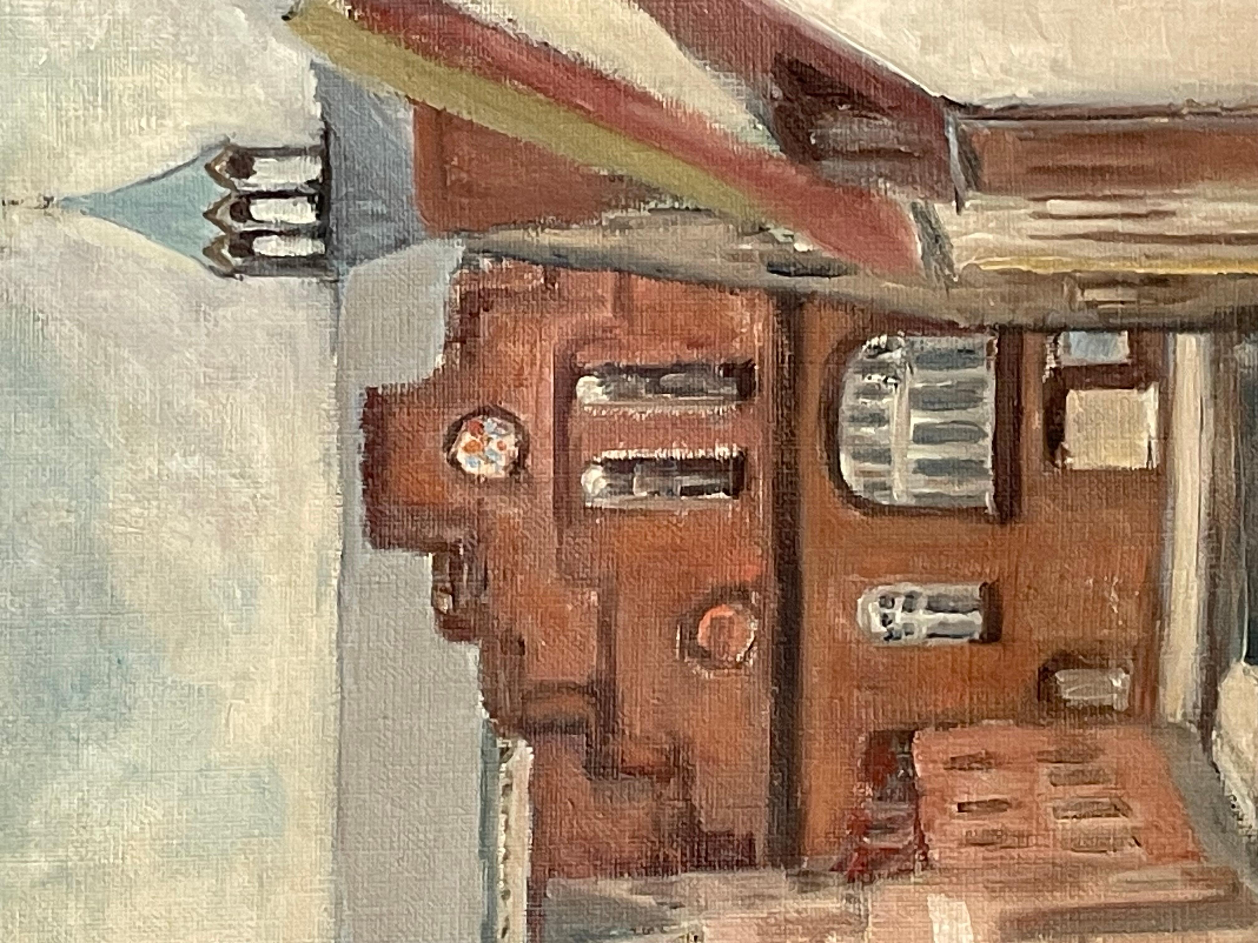 Dänisches Vintage-Gemälde mit altem Stadtmotiv aus der Mitte des 20. Jahrhunderts im Angebot 2