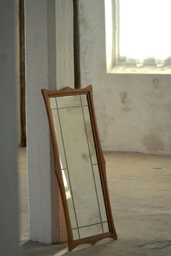 Mid-20th Century, Danish Wall Mirror in Solid Oak, Scandinavian Modern Design