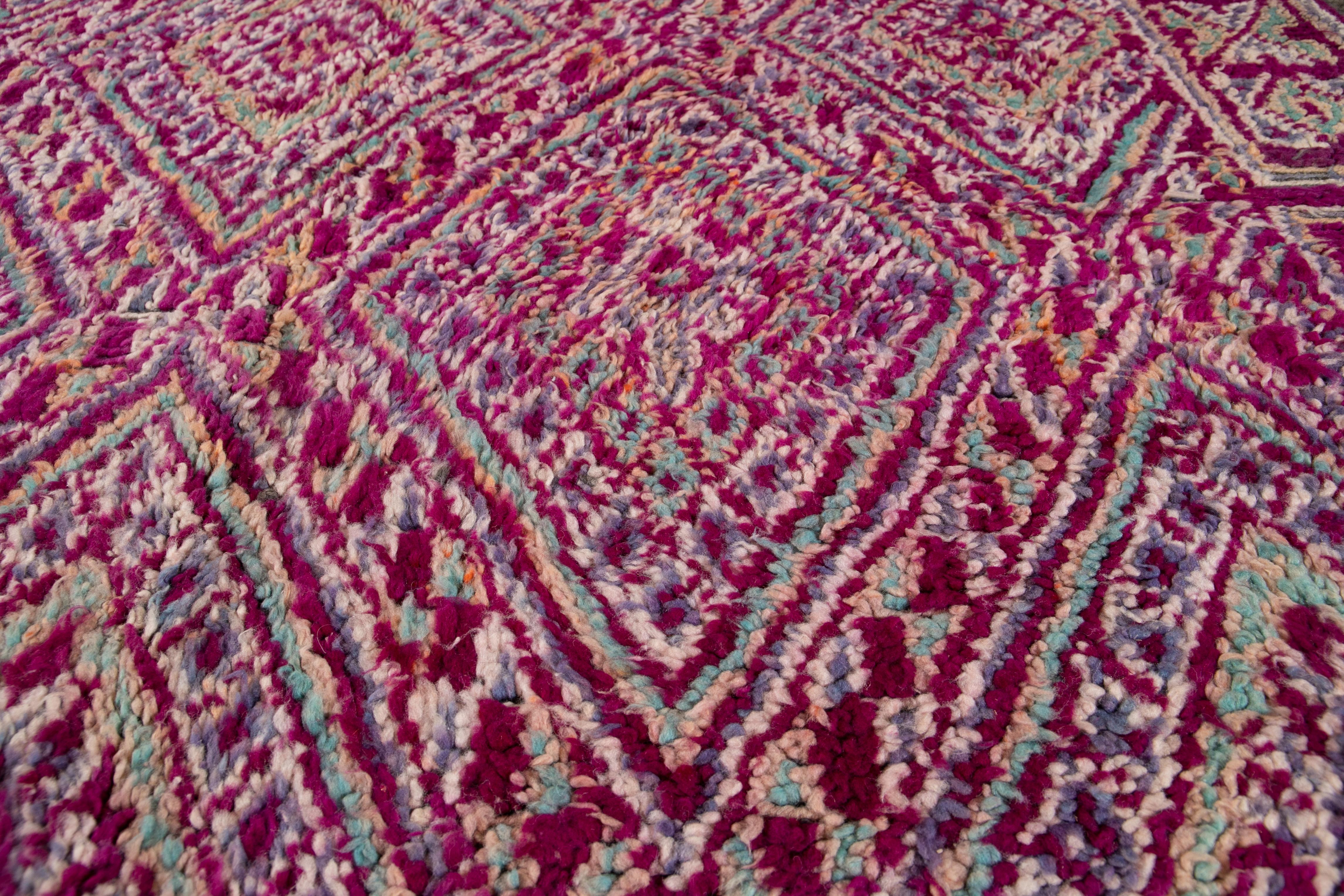 Mid-20th Century Dark Purple Moroccan Tribal Wool Rug For Sale 9