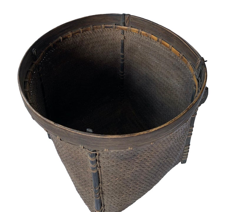 Rattan Basket Dayak Tribe Hand-Woven from Kalimantan, Borneo, Mid 20th ...