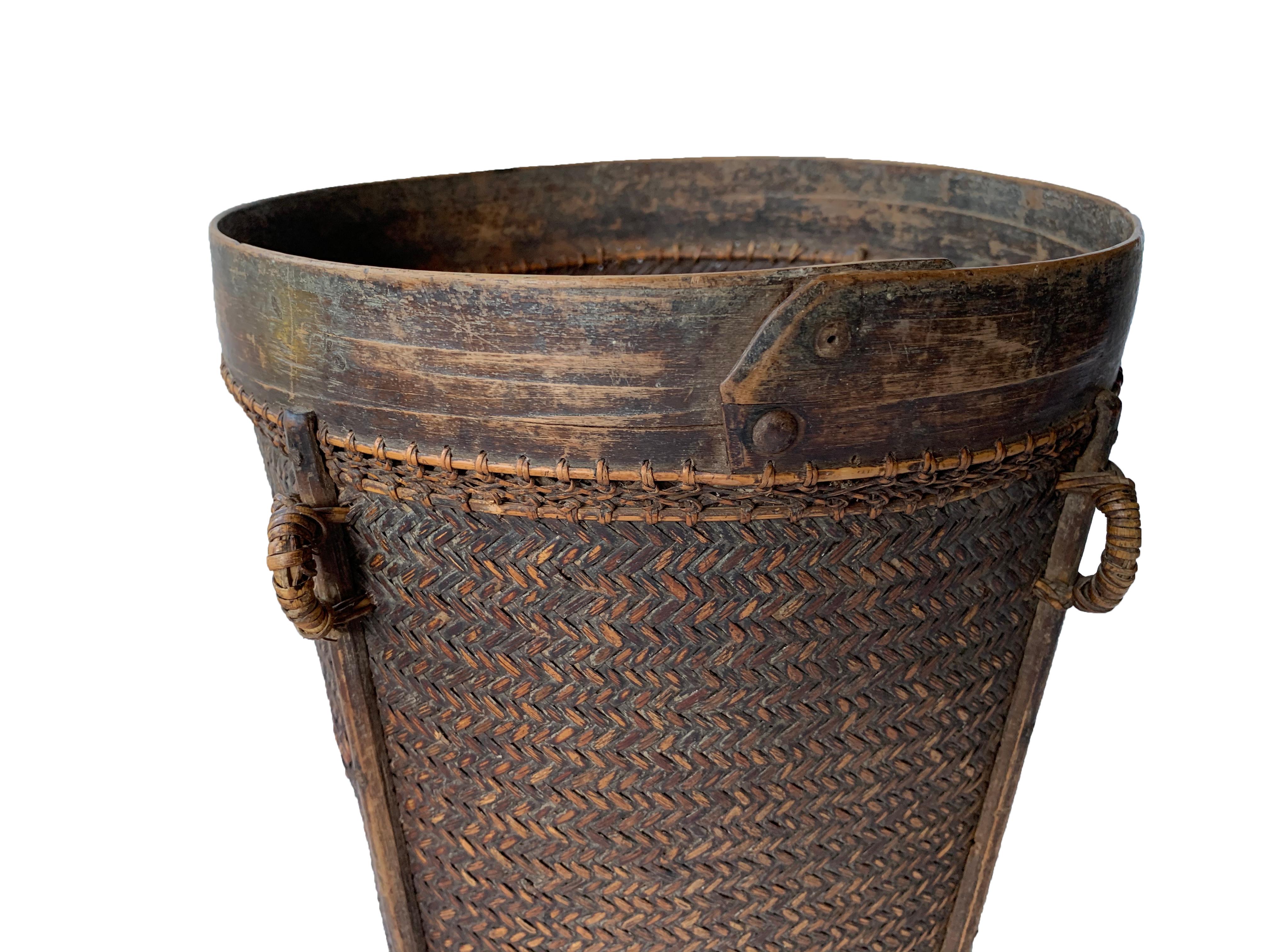 Other Rattan Basket Dayak Tribe Hand-Woven from Kalimantan, Borneo, Mid 20th Century