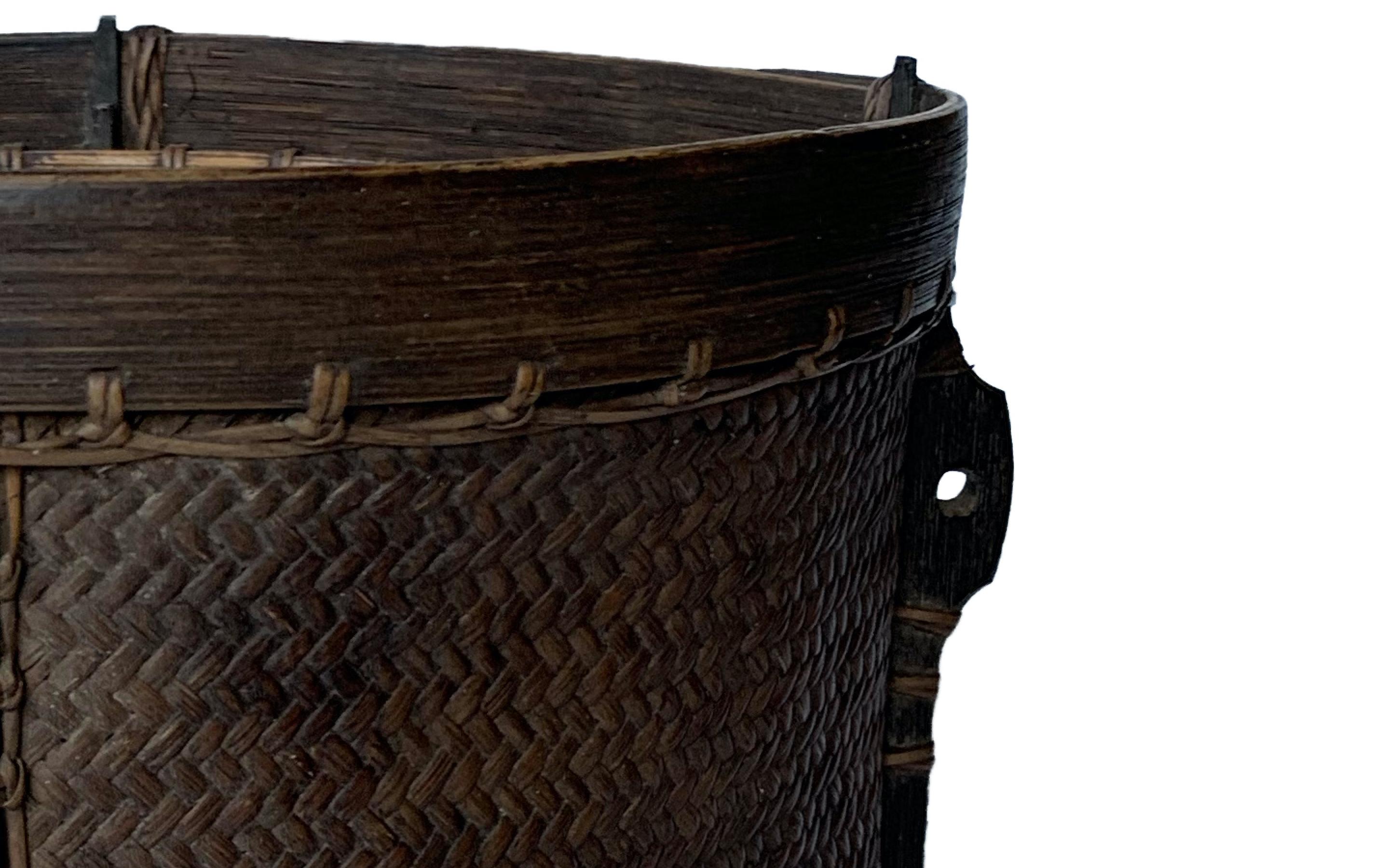 Other Rattan Basket Dayak Tribe Hand-Woven from Kalimantan, Borneo, Mid 20th Century For Sale