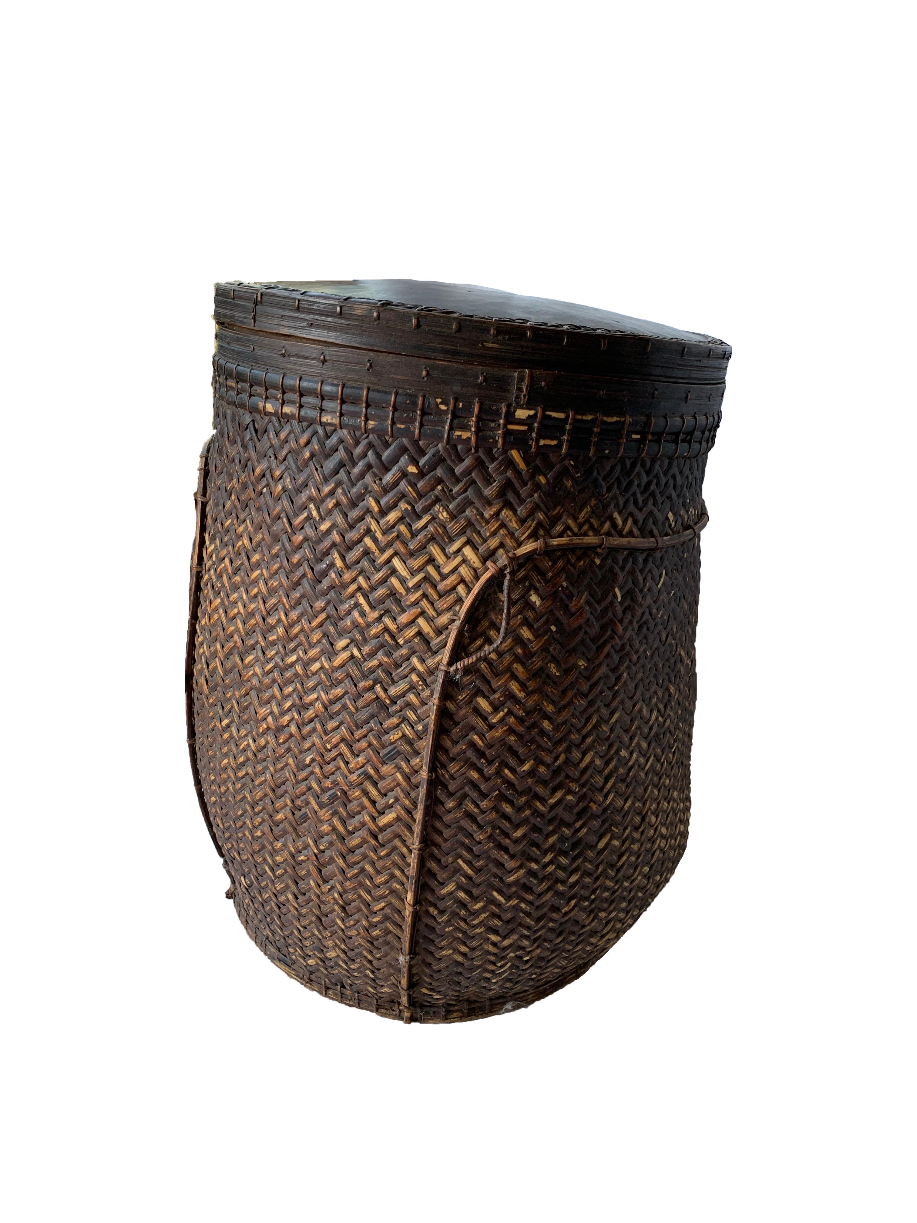 Other Rattan Basket Dayak Tribe Hand-Woven from Kalimantan, Borneo, Mid 20th Century For Sale